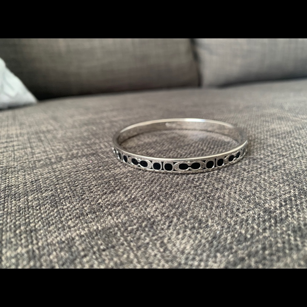 Coach silver and black bangle bracelet